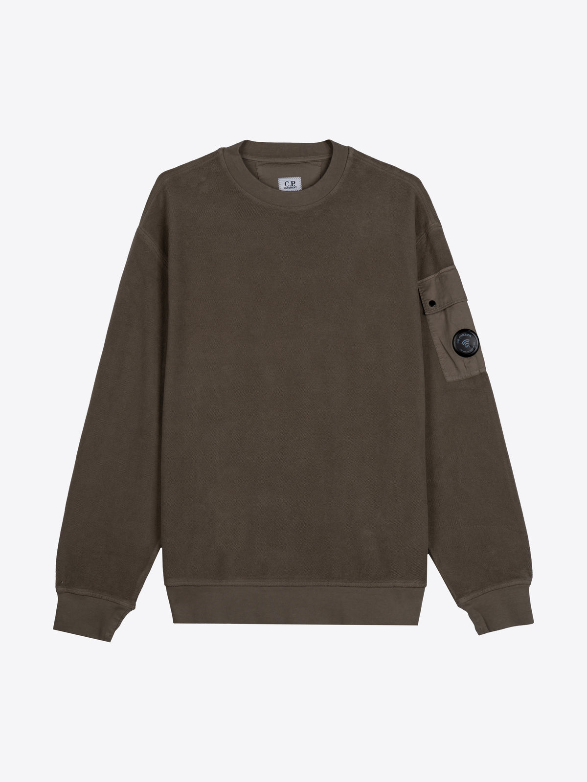 BRUSHED EMERIZED DIAGONAL FLEECE CREWNECK LENS SWEATSHIRT