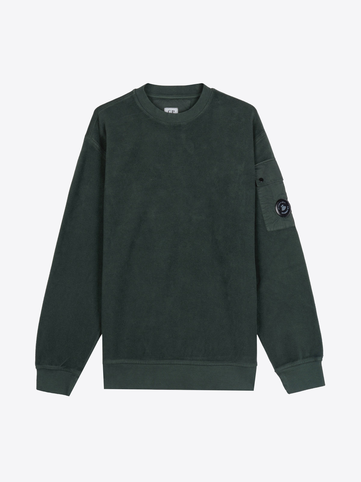 BRUSHED EMERIZED DIAGONAL FLEECE CREWNECK LENS SWEATSHIRT