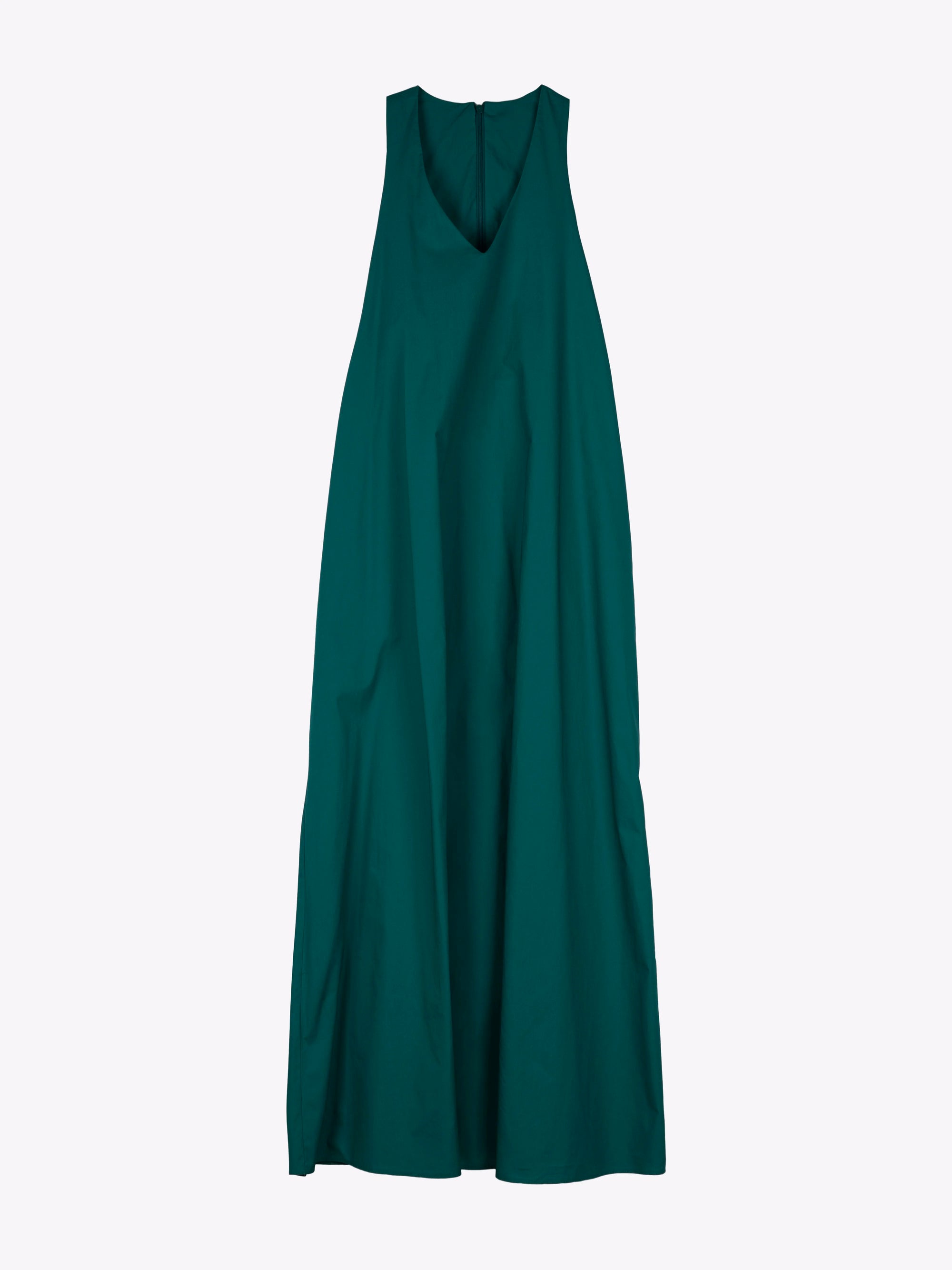 VESTIDO MAXI DE POPELÍN CON ESCOTE EN V