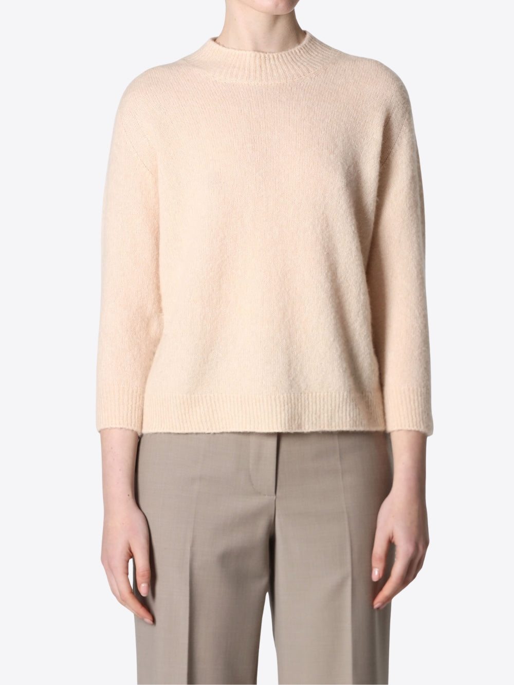 CASHMERE AND SILK MOCK NECK SWEATER