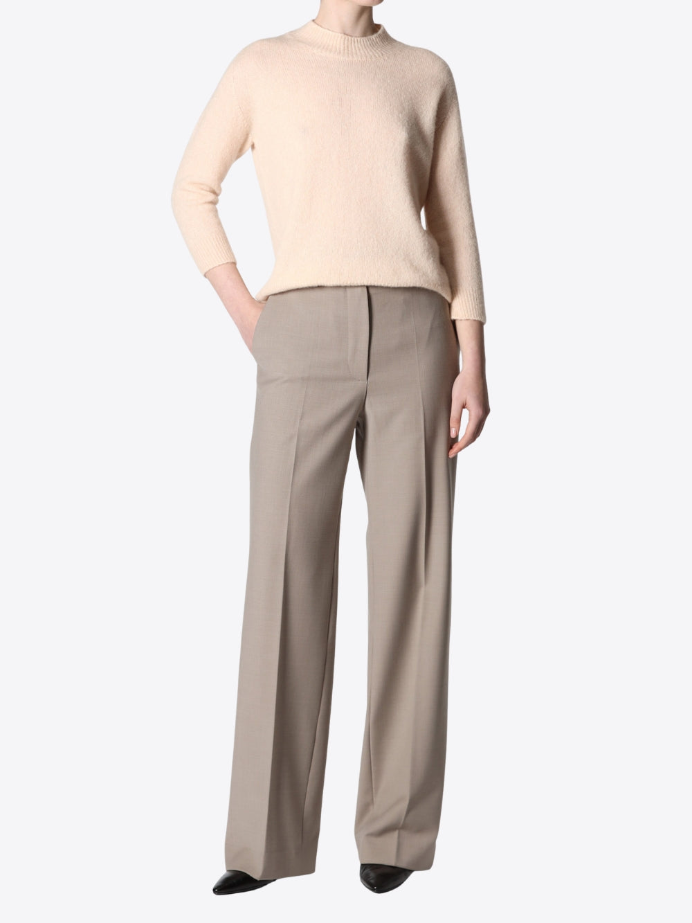 CASHMERE AND SILK MOCK NECK SWEATER