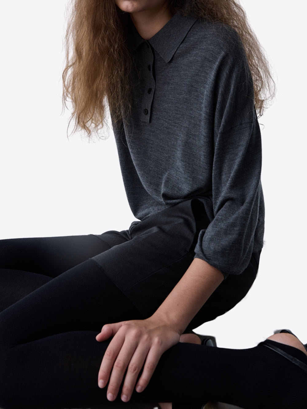 POLO OVERSIZE DE PUNTO CON BOTONES