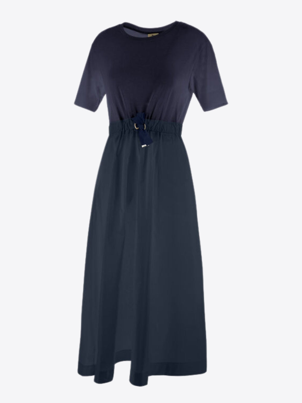 DRESS IN GLAM KNIT EFFECT AND TECHNO TAFFETA