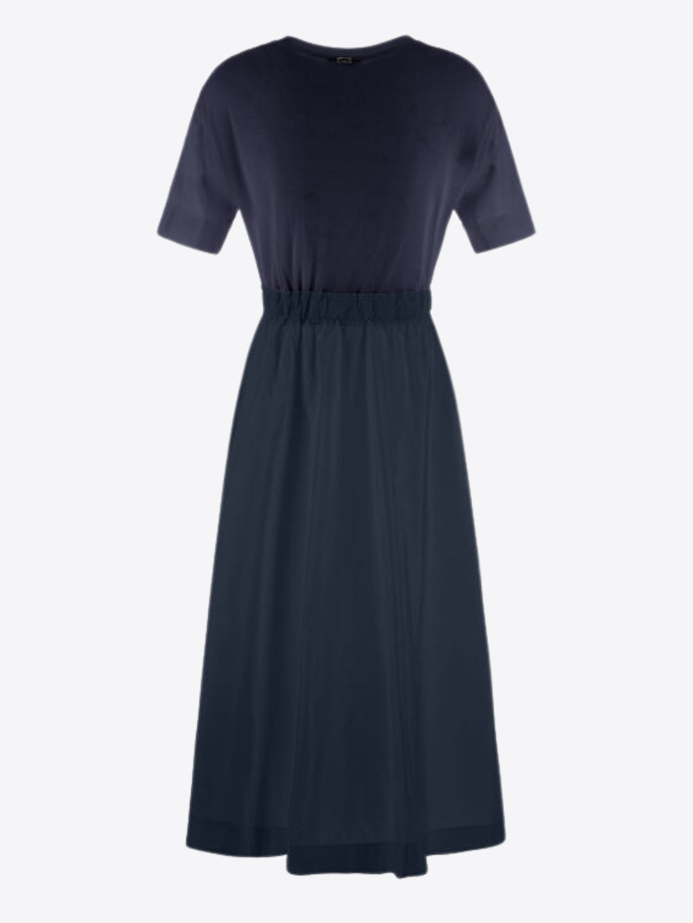 DRESS IN GLAM KNIT EFFECT AND TECHNO TAFFETA