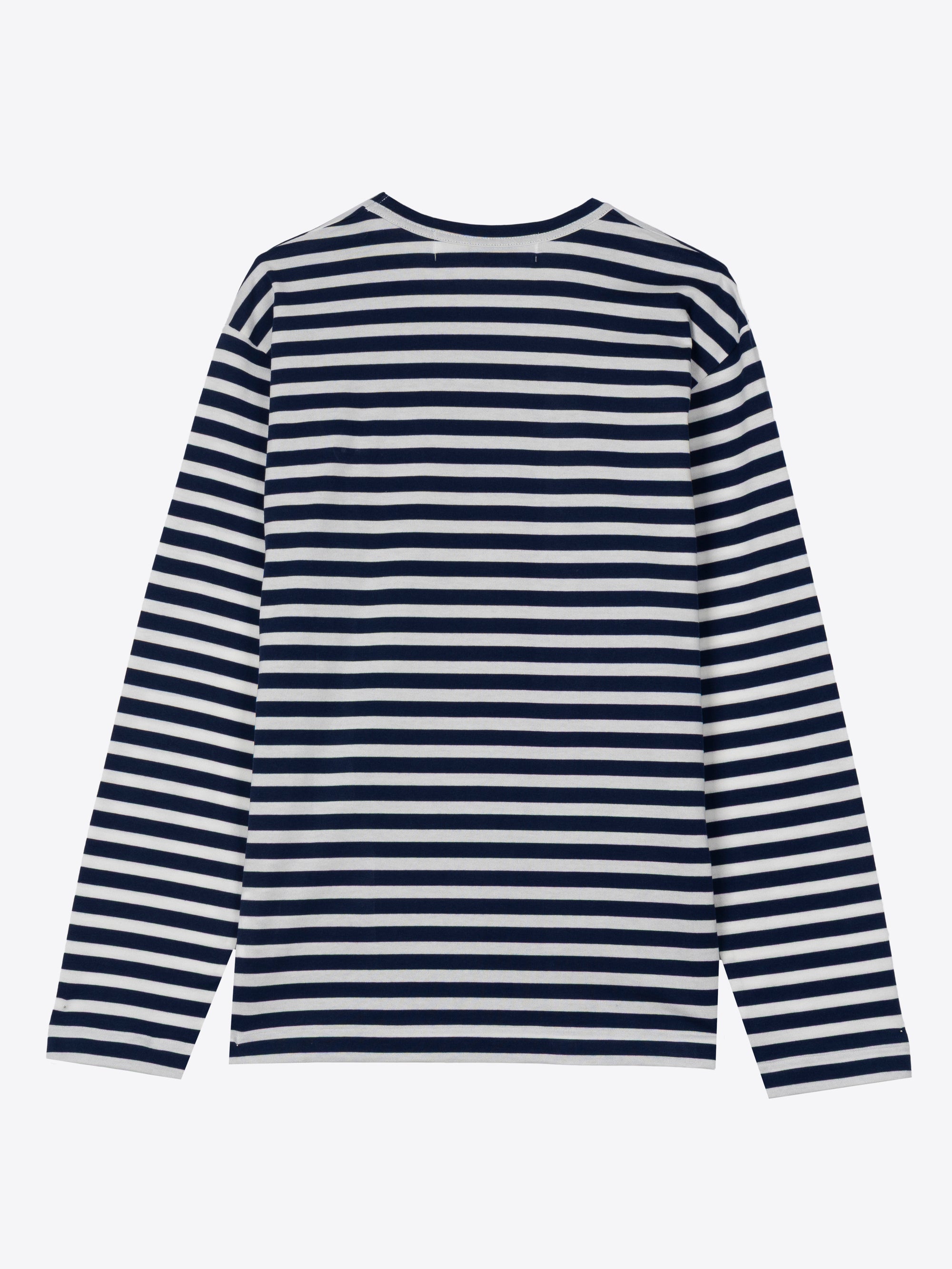 STRIPED LONG SLEEVE T-SHIRT WITH RED HEART PATCH
