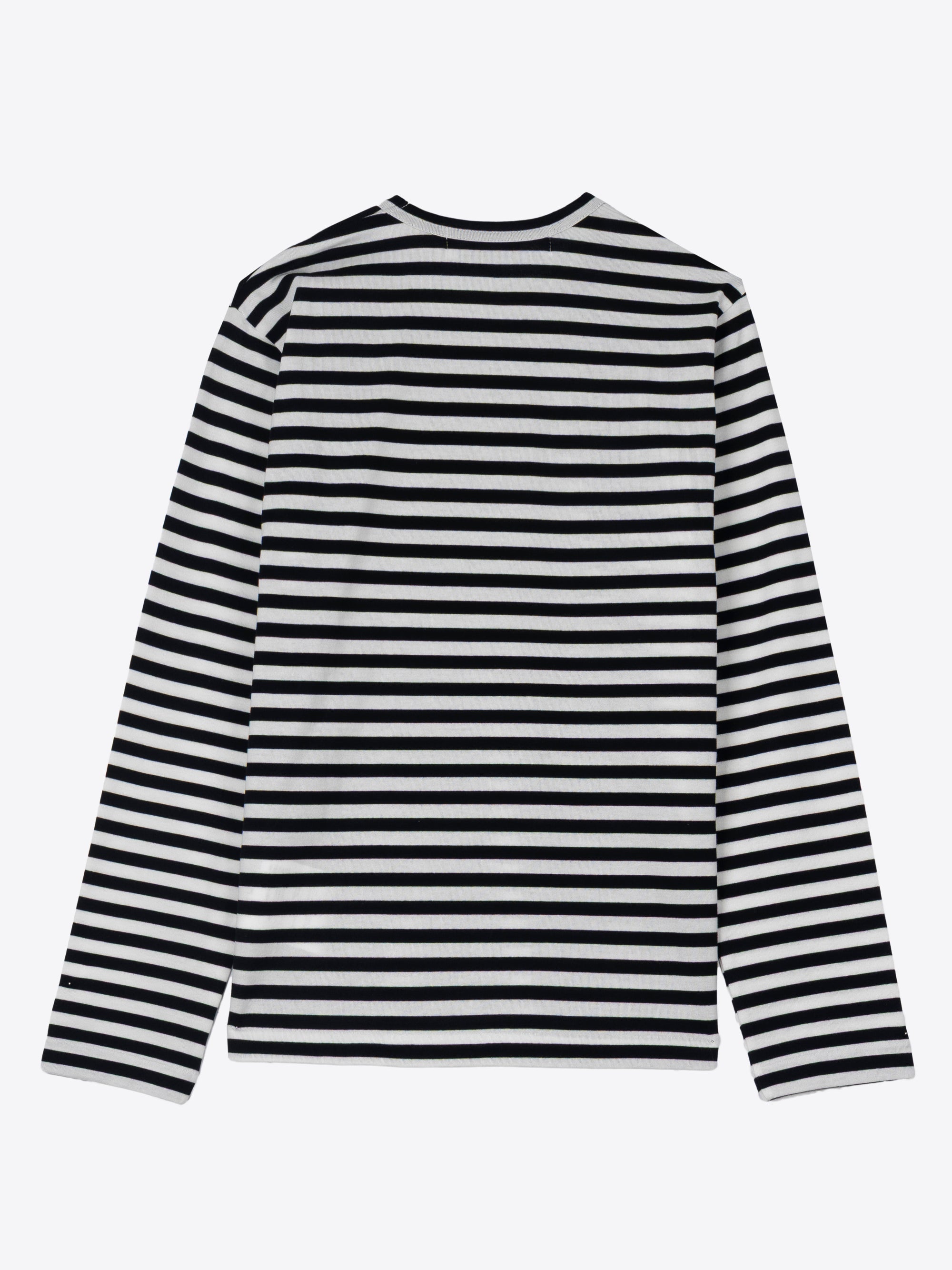 STRIPED LONG SLEEVE T-SHIRT WITH RED HEART PATCH