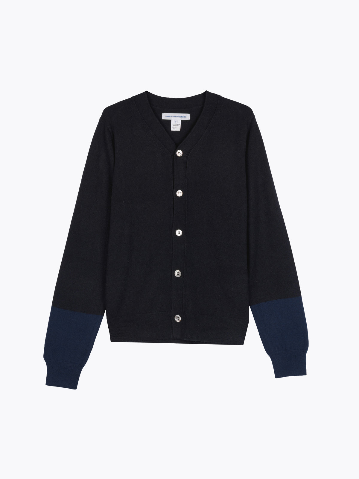 TWO-TONE WOOL CARDIGAN