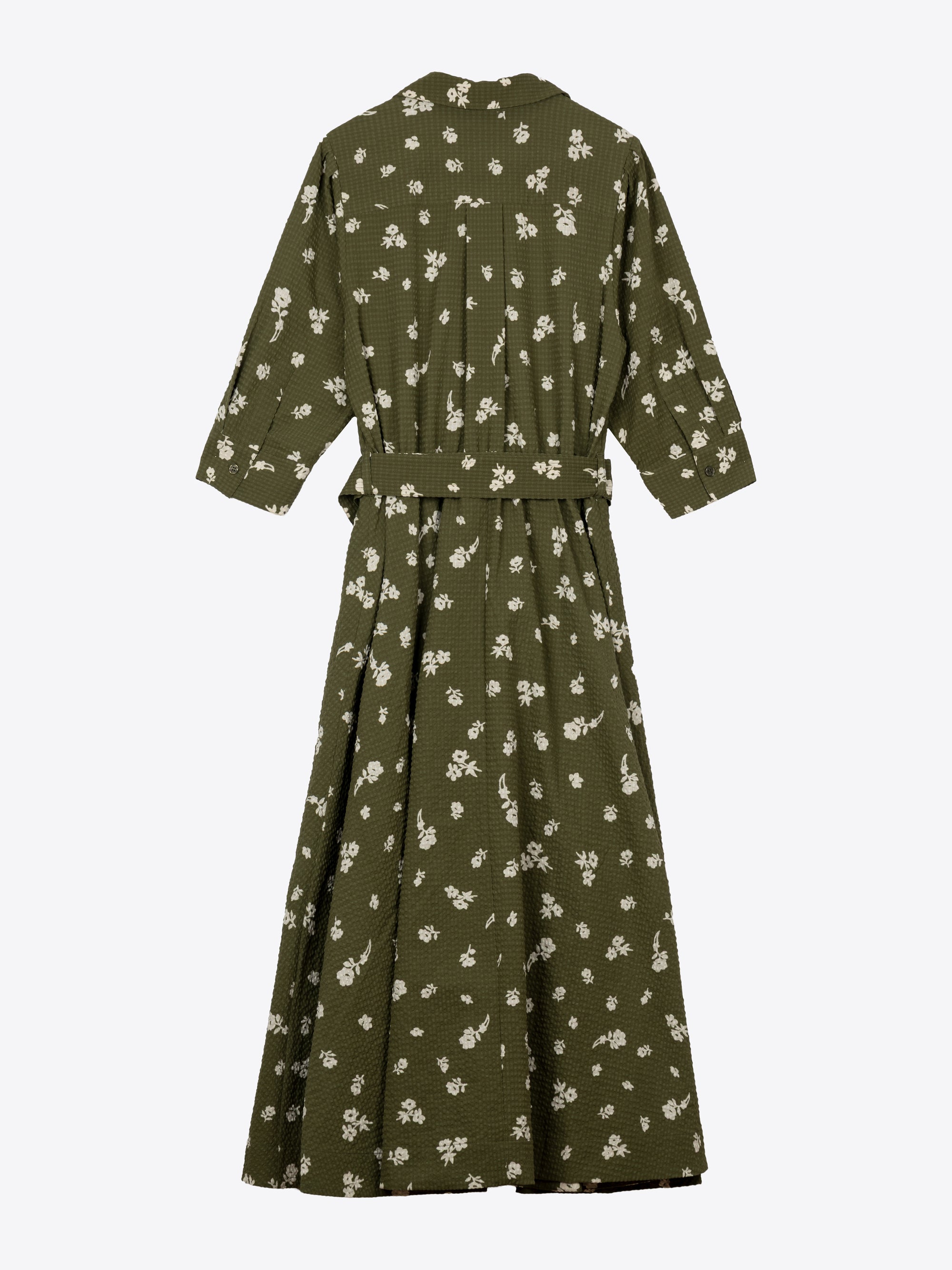 VESTIDO MIDI CON ESTAMPADO FLORAL Y CINTURÓN