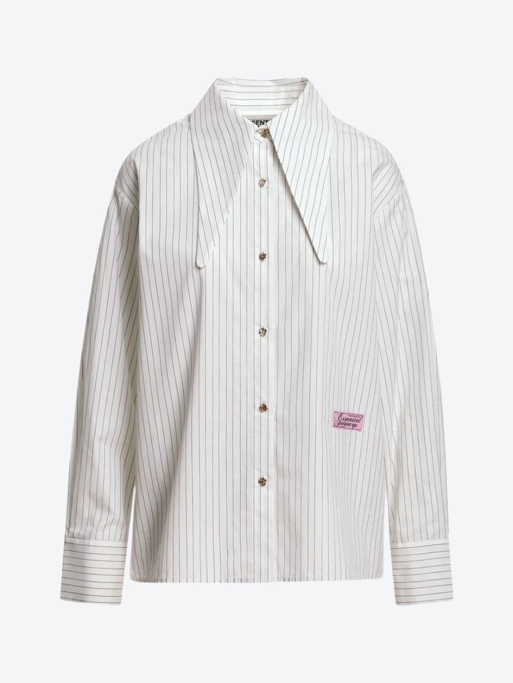 CAMISA OVERSIZE A RAYAS CON CUELLO DE PUNTAS ALARGADAS