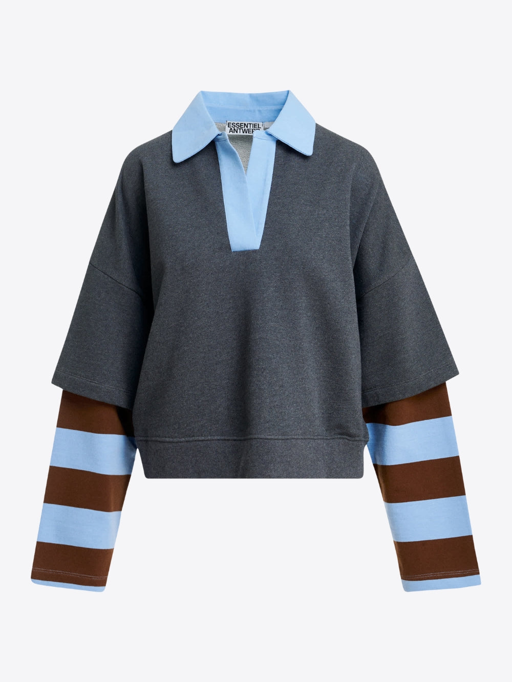 SUDADERA CON MANGAS SUPERPUESTAS A RAYAS