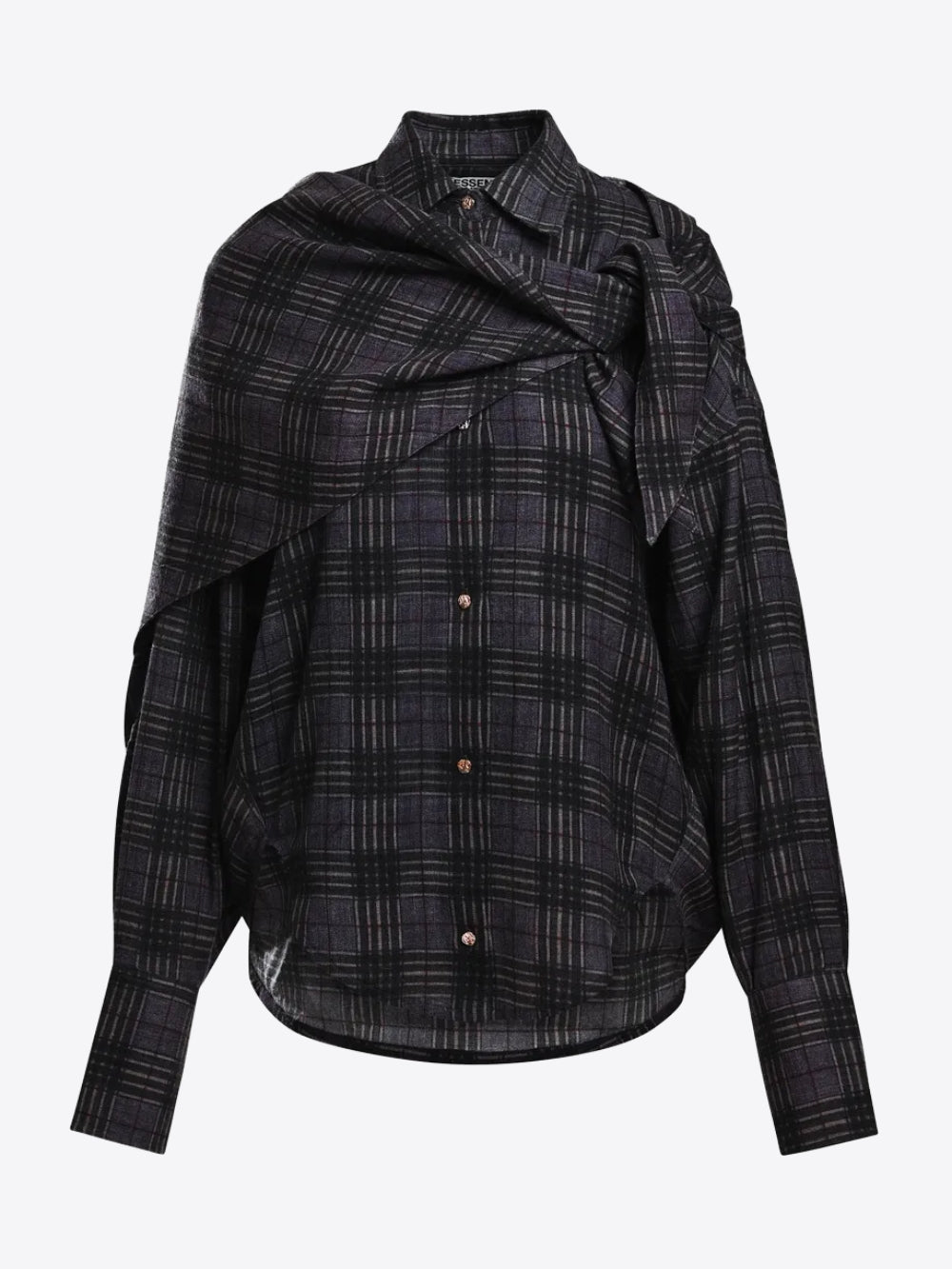 CAMISA OVERSIZE DE CUADROS CON PAÑUELO DESMONTABLE