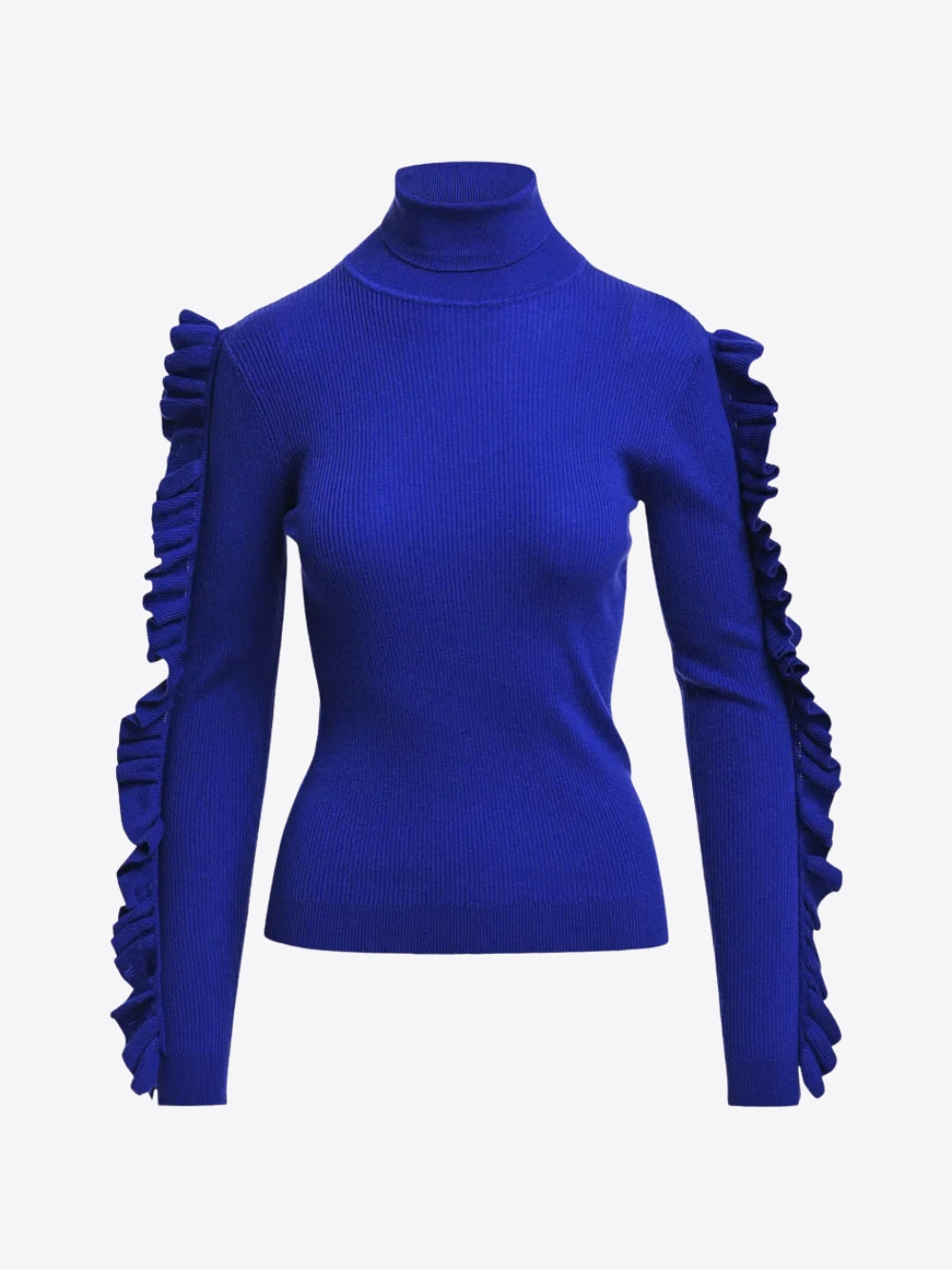 JERSEY DE CUELLO ALTO CON VOLANTES