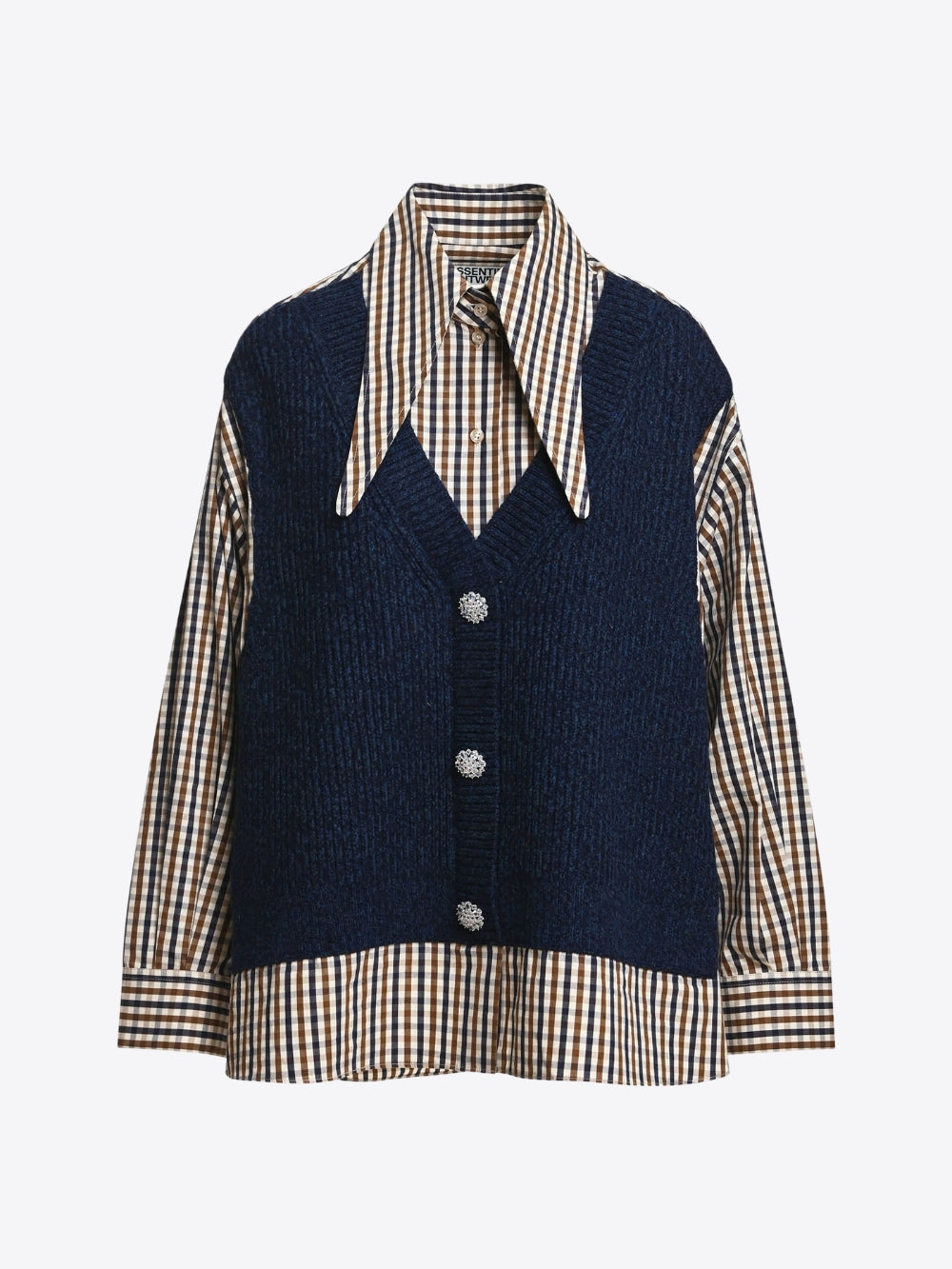 CAMISA DE CUADROS CON CHALECO DE PUNTO INTEGRADO