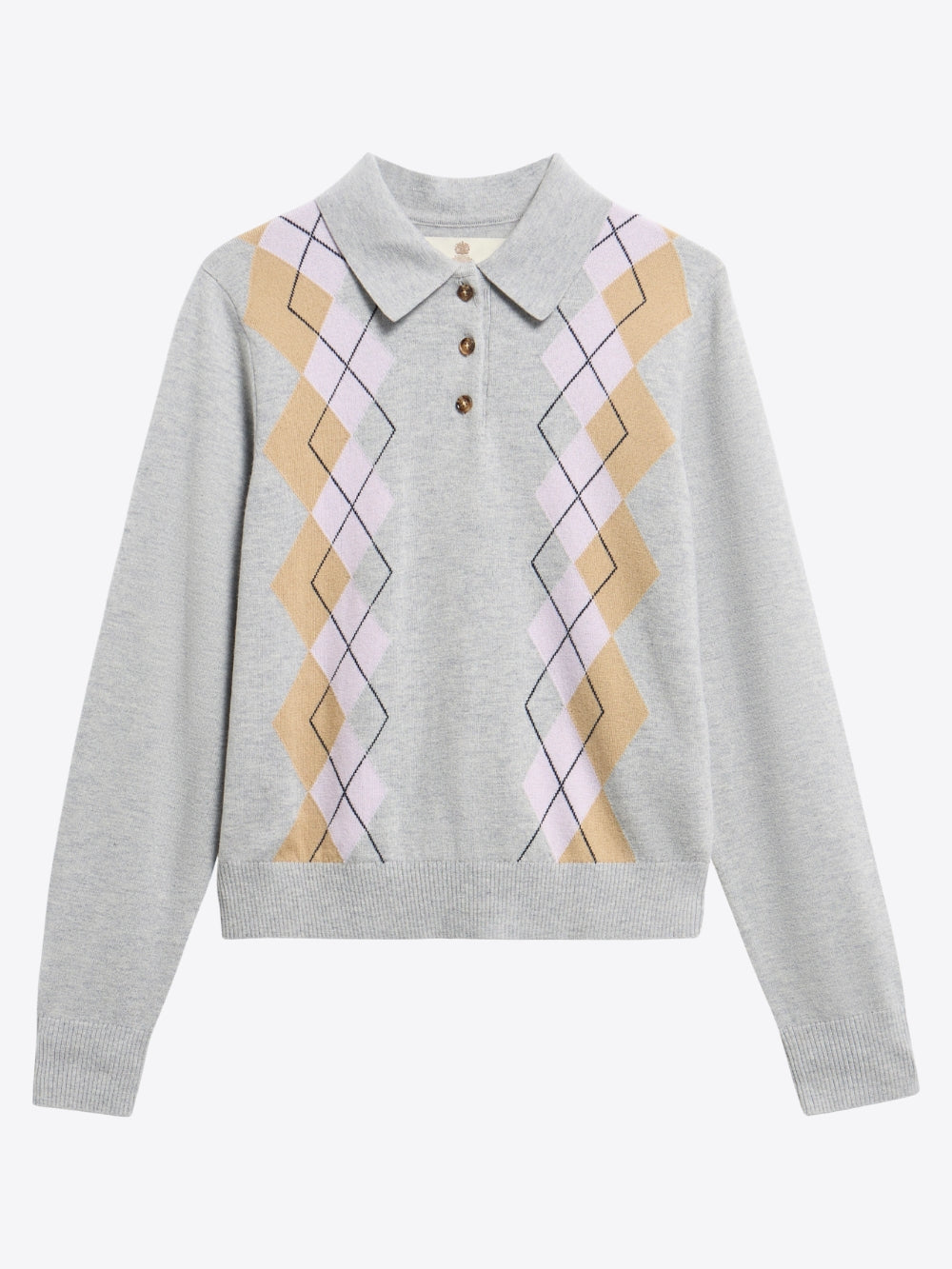 FAWNE ARGYLE KNITTED POLO SHIRT
