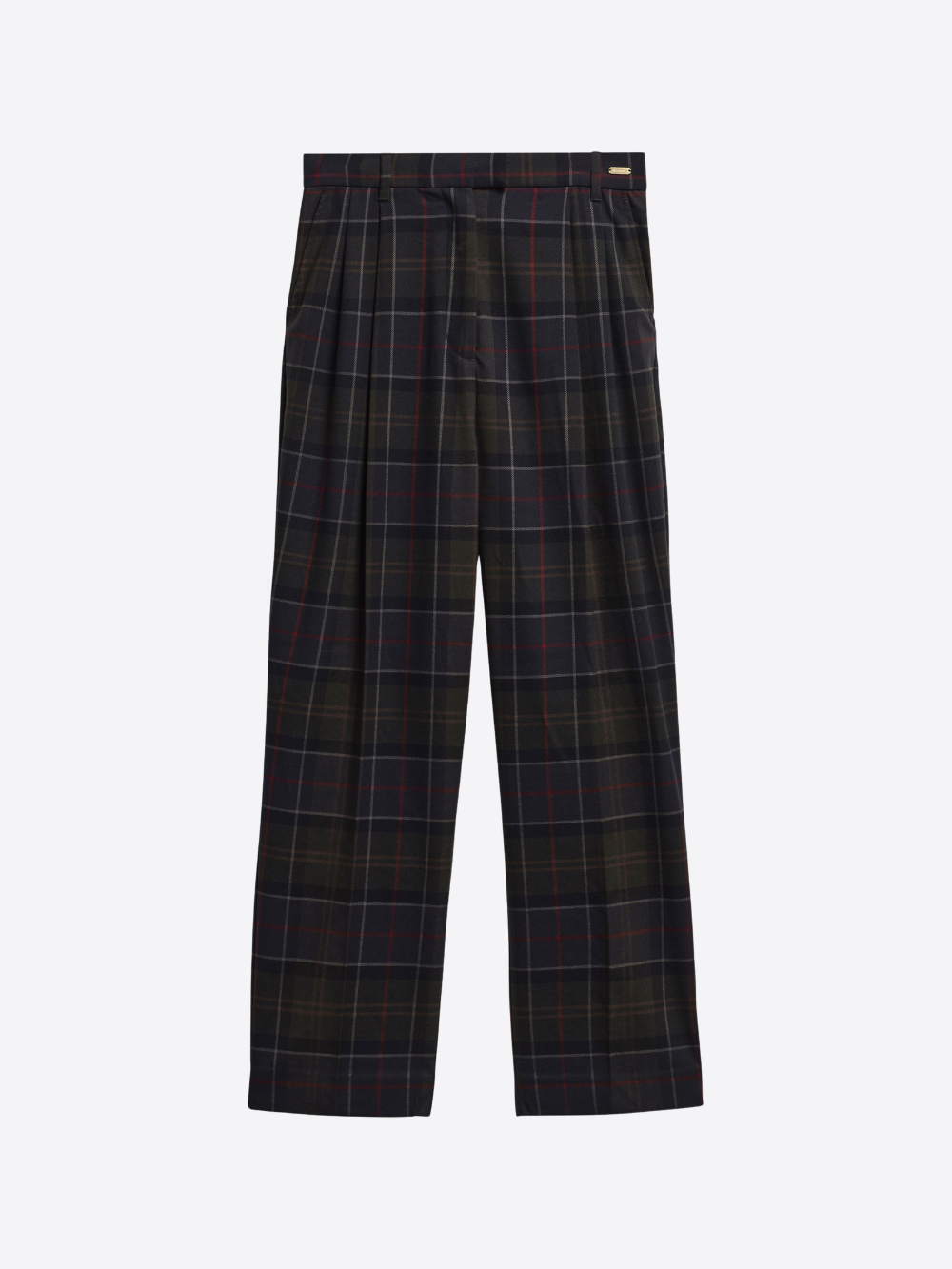 DELILAH TARTAN STRAIGHT-LEG TROUSERS