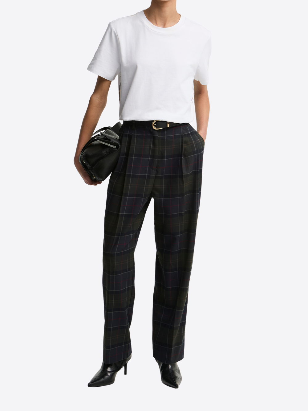 DELILAH TARTAN STRAIGHT-LEG TROUSERS