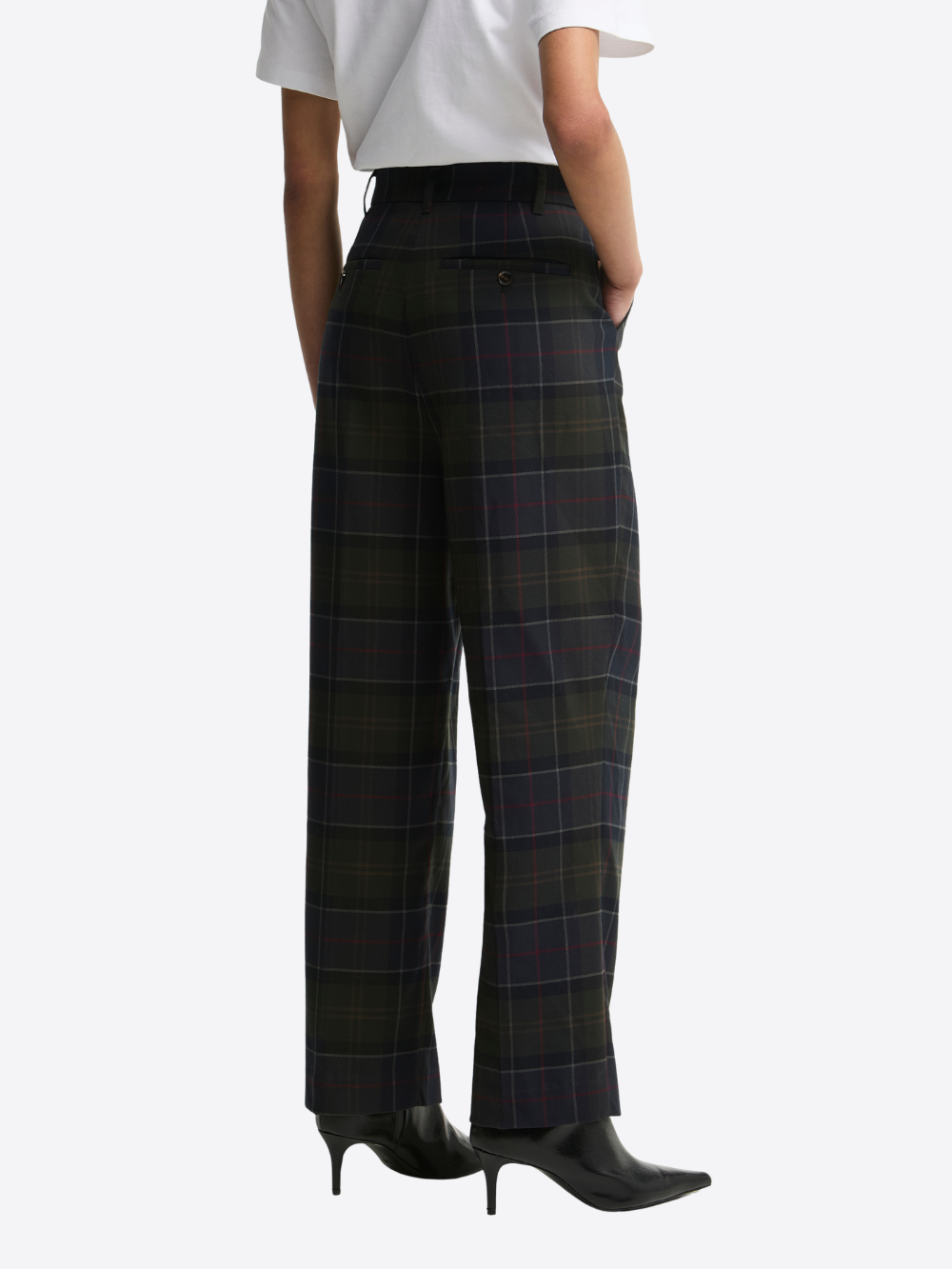 DELILAH TARTAN STRAIGHT-LEG TROUSERS