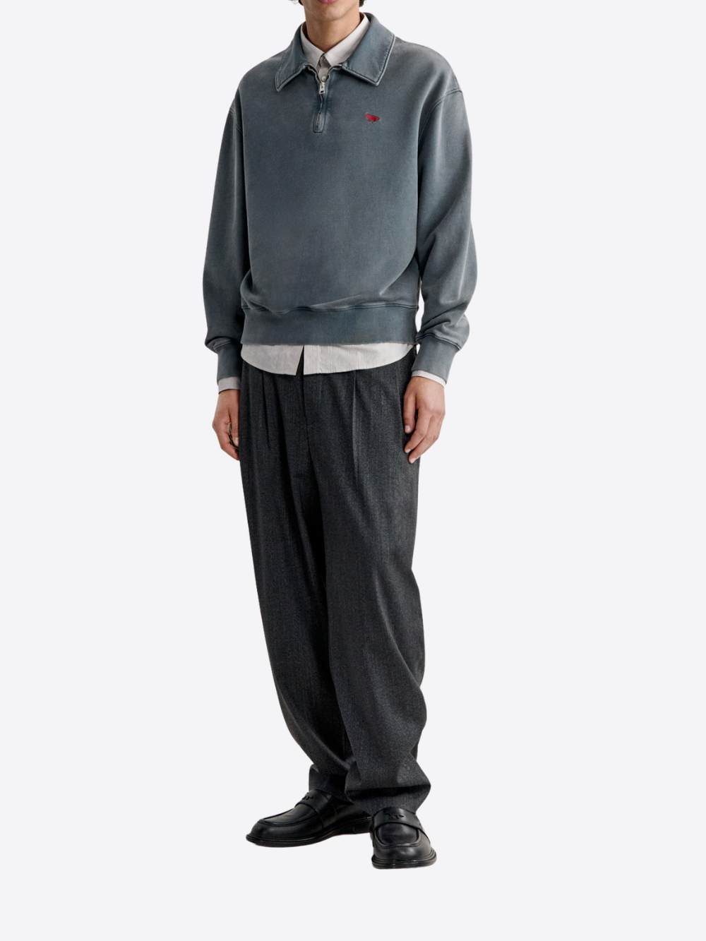 PROFILE FOX FADED POLO SWEATSHIRT