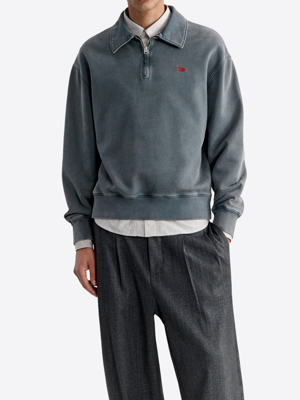 PROFILE FOX FADED POLO SWEATSHIRT