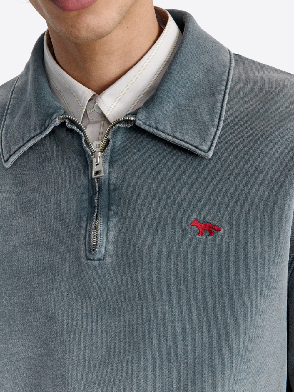 PROFILE FOX FADED POLO SWEATSHIRT