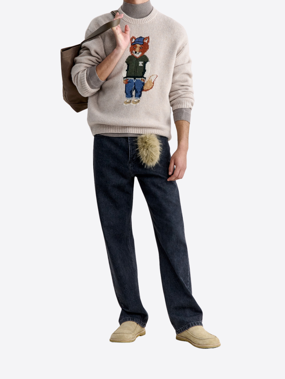 DRESSED FOX INTARSIA WOOL JUMPER