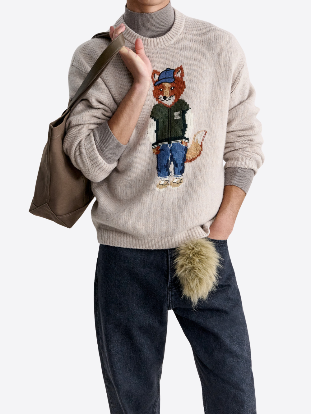 DRESSED FOX INTARSIA WOOL JUMPER