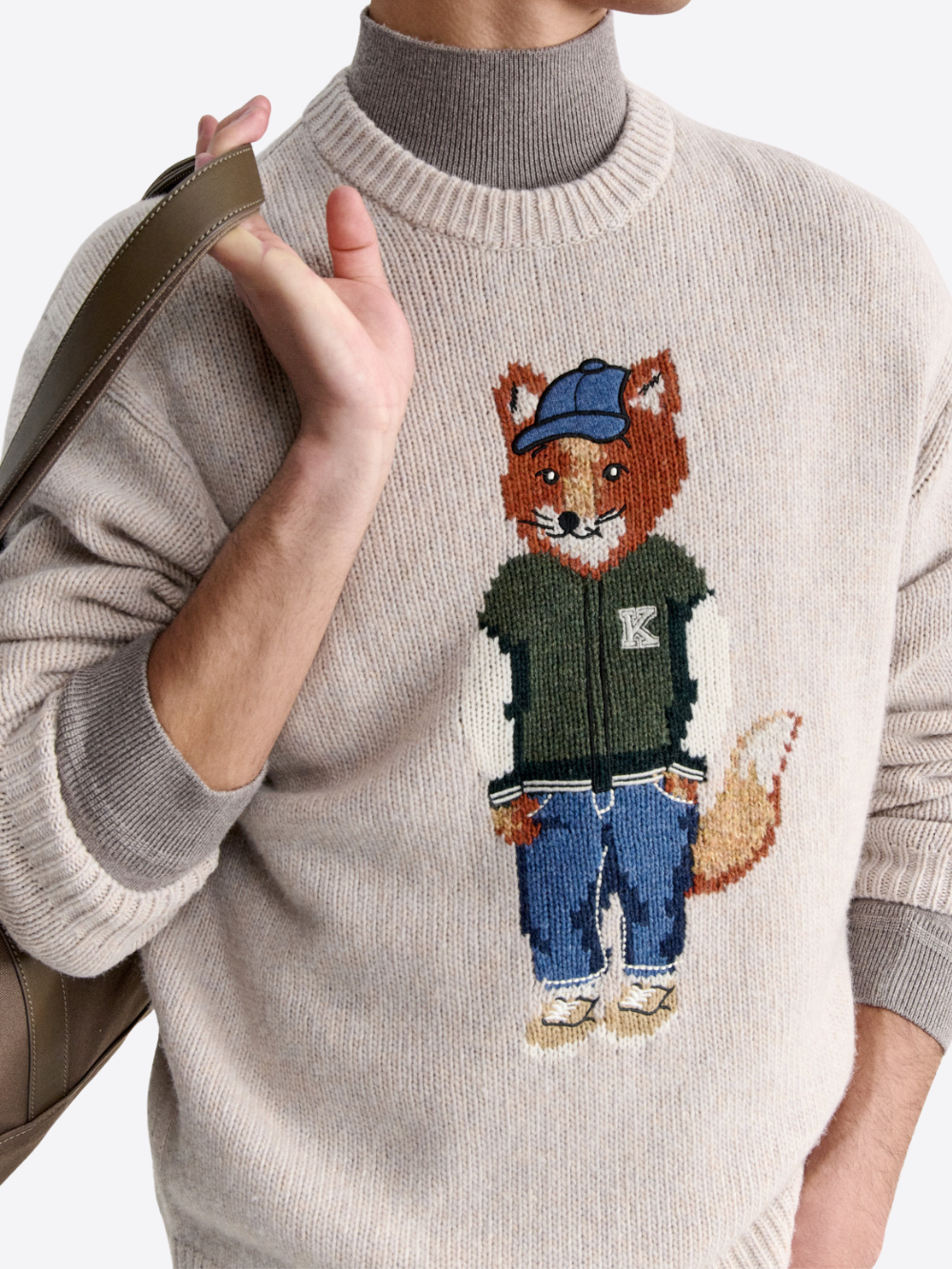 DRESSED FOX INTARSIA WOOL JUMPER