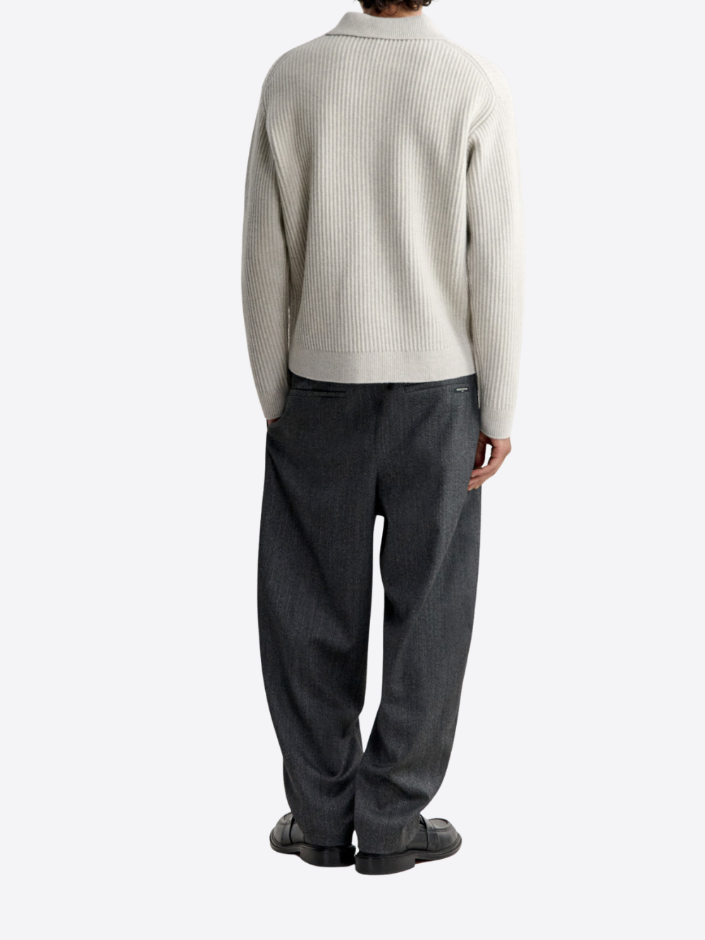 FOX HEAD WOOL RIBBED POLO JUMPER
