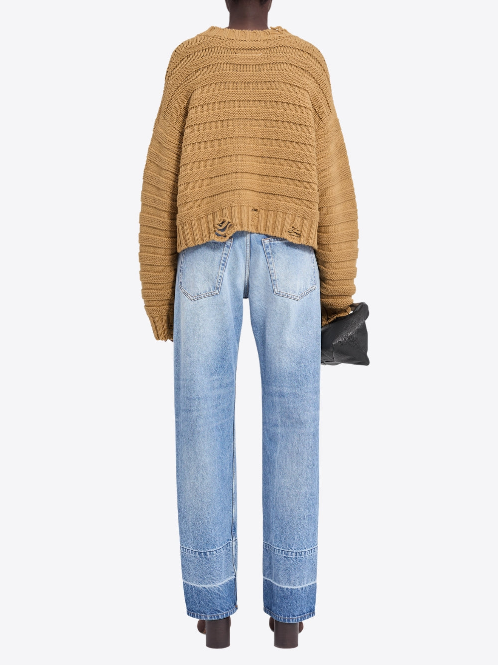 DISTRESSED KNIT SWEATER WITH NUMERIC PATCH