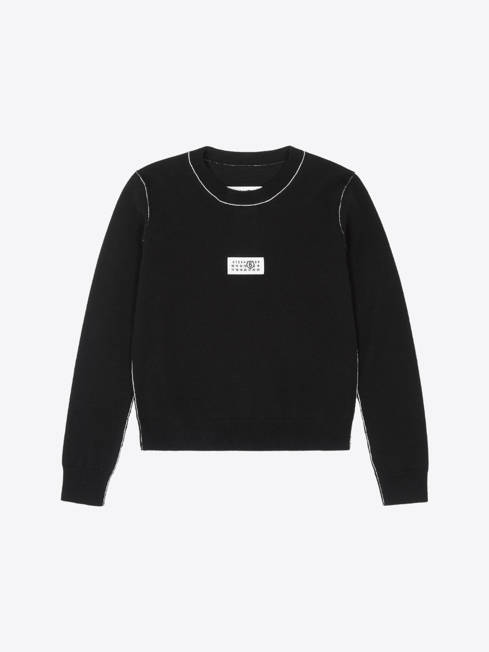 CONTRAST TRIM SWEATER WITH NUMERIC PATCH
