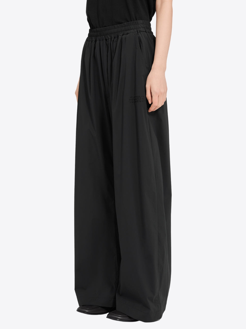 WIDE-LEG NYLON PANTS WITH EMBROIDERED LOGO