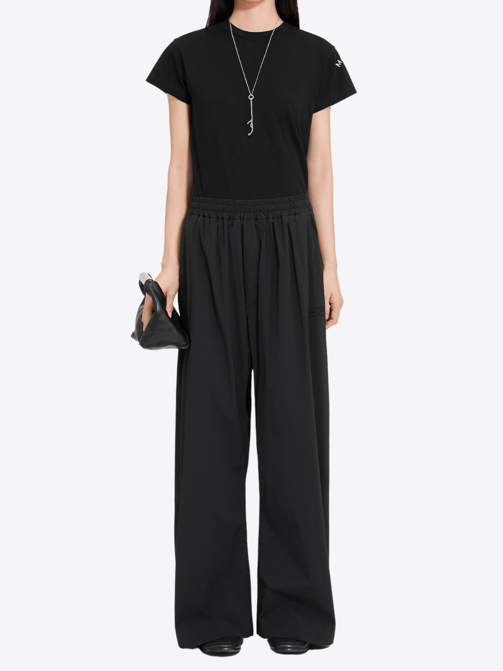 WIDE-LEG NYLON PANTS WITH EMBROIDERED LOGO