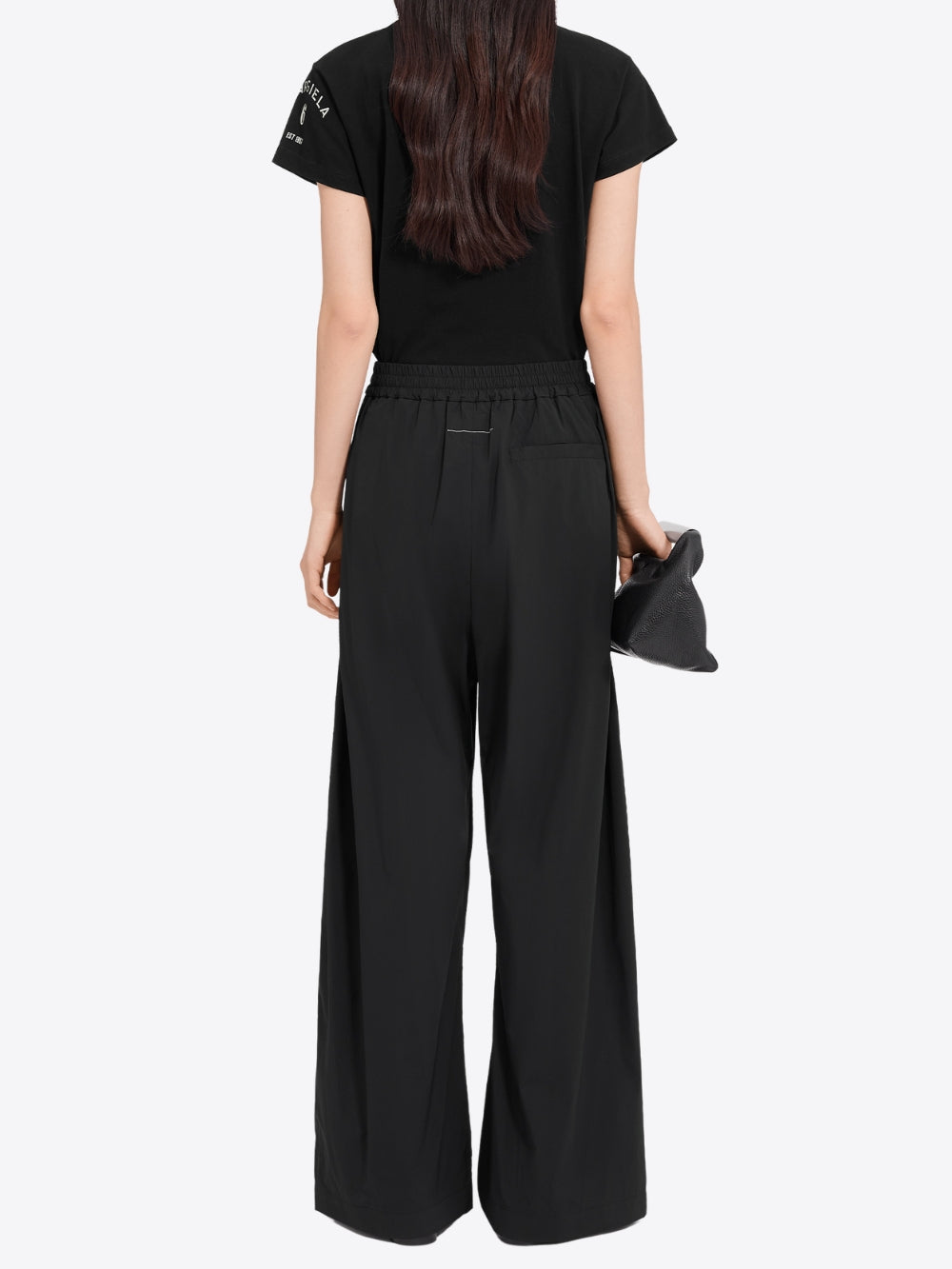 WIDE-LEG NYLON PANTS WITH EMBROIDERED LOGO