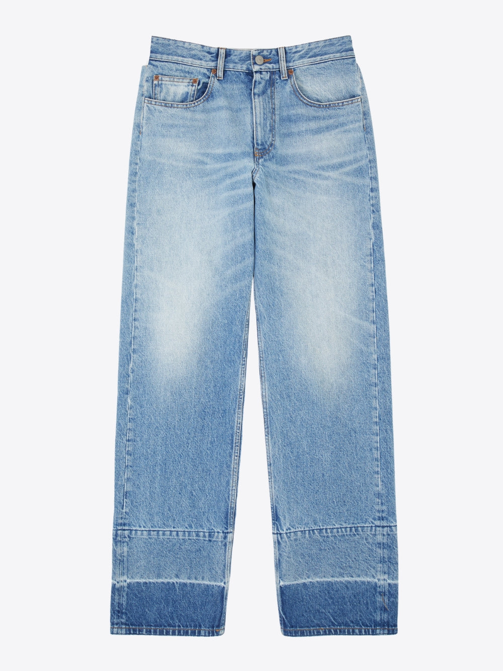 STRAIGHT-LEG FADED JEANS