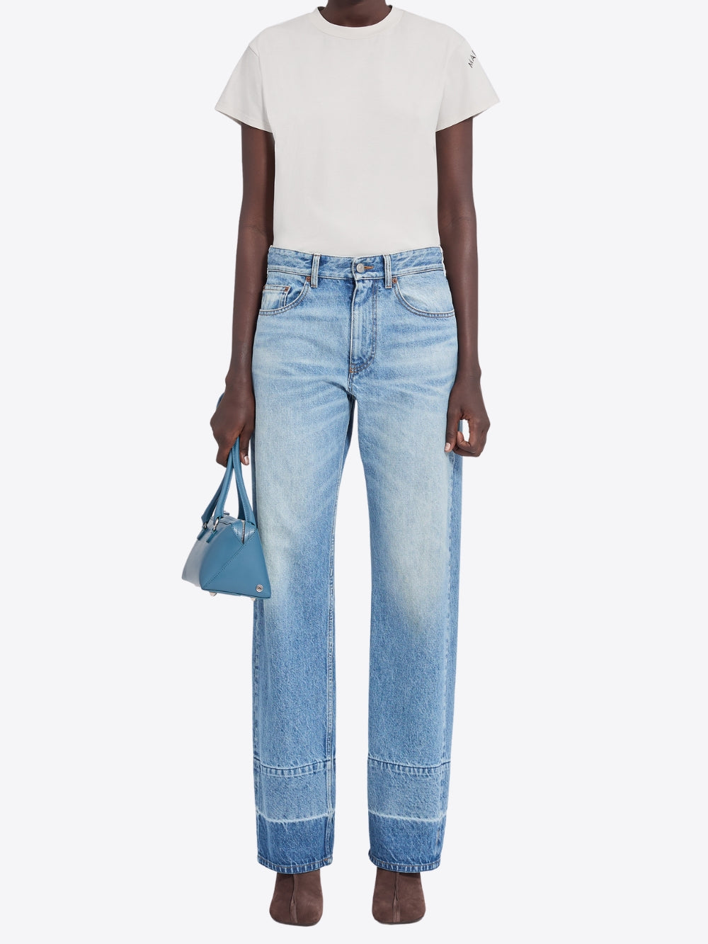 STRAIGHT-LEG FADED JEANS
