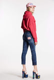 DARK SPOTTED WASH COOL GIRL CROPPED JEANS