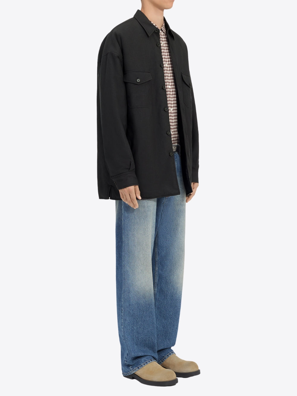REVERSIBLE WOOL BLEND SHIRT