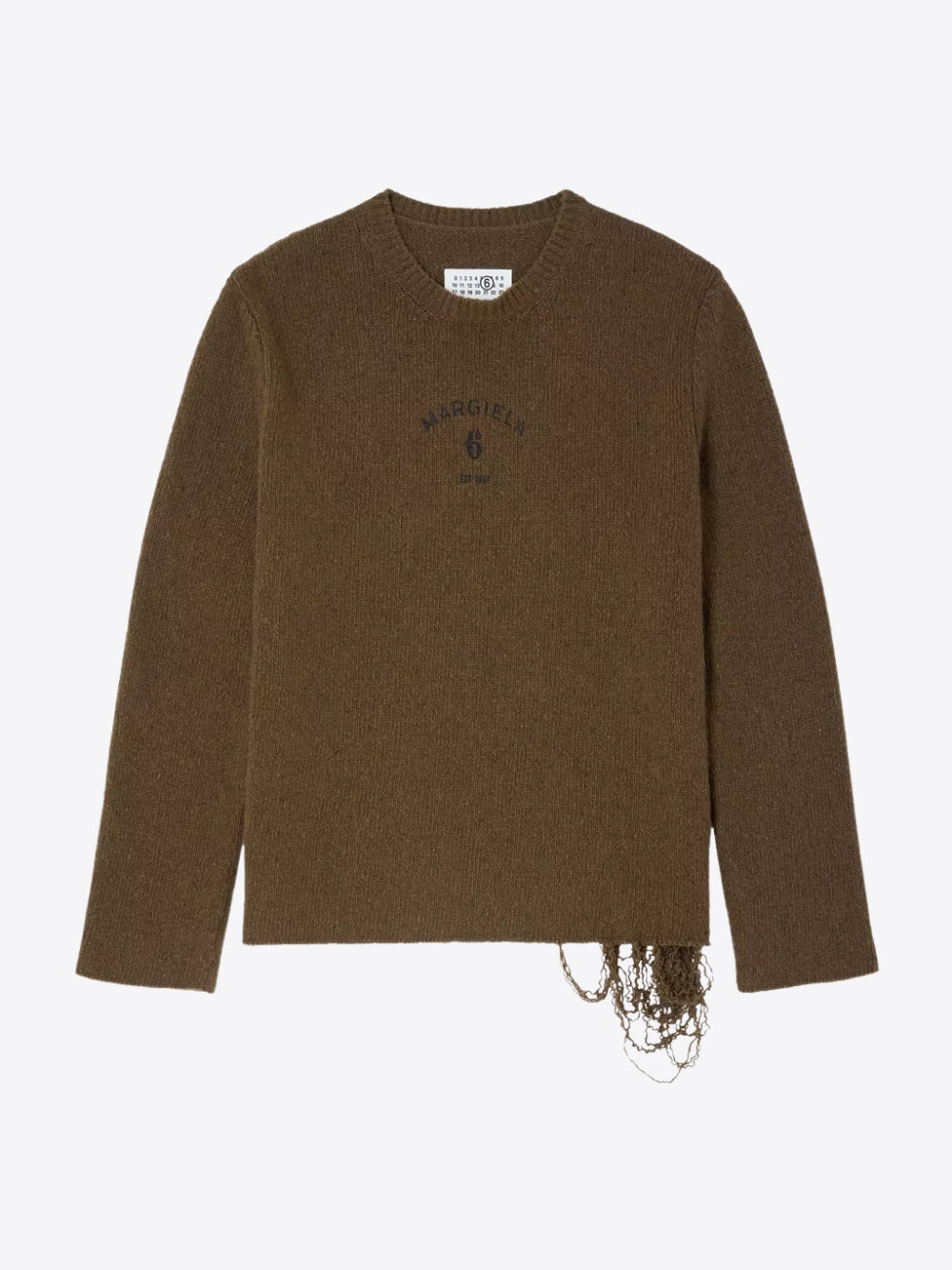 RELAXED FIT SWEATER WITH DISTRESSED HEM