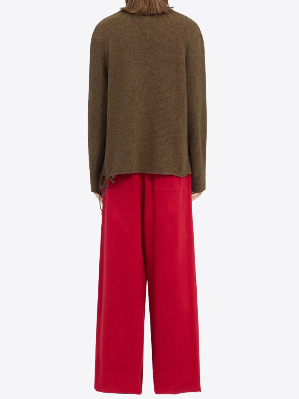 RELAXED FIT SWEATER WITH DISTRESSED HEM