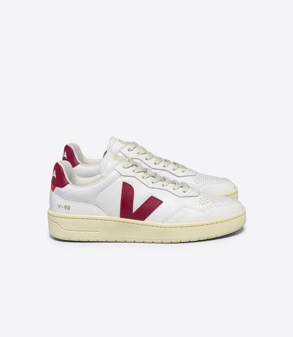 VEJA V90 LEATHER WHITE MARSALA