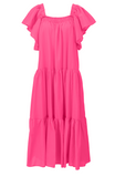 VESTIDO FUCSIA VOLANTES