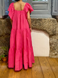 VESTIDO FUCSIA VOLANTES