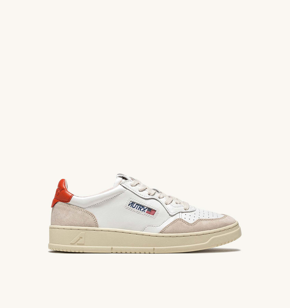 ZAPATILLAS MEDALIST LOW PIEL Y SERRAJE WHITE ORANGE